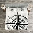 thumbnail image 3 of Ambesonne Compass Quilted Bedspread Set 3 Pcs, Navigation Tech Travel, King Size, Black White, 3 of 3