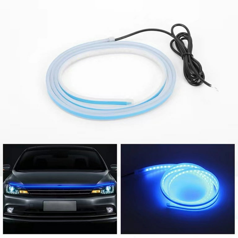 Flexible Universal 120cm Blue Car Accessories Hood Day Running LED Light  Strip