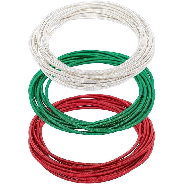 30 Pieces 3 Colours Guitar String Bracelet Set 1.5mm Metal Simple Christmas Colours Stackable Stretch Bracelet for Christmas Coil Ornaments Spiral Bracelet 10Pcs/Color