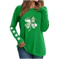 thumbnail image 2 of Craaazy Women's St Patricks Day Shirts Shamrock Irish Holiday Crew Neck Long Sleeve Shirts, 2 of 6