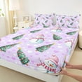 thumbnail image 3 of Feelyou Teens Winter Snowman Bed Sheets, Dreamy Fairy Tale King Sheets, Christmas Dots Tree Sheet Set, Breathable Home Decor, 4-Piece, 3 of 7