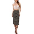 thumbnail image 2 of Faldas hawaianas para mujeres INSPIRE CHIC 2024, falda tropical con fruncido frontal y abertura, XL, negra, 2 of 5