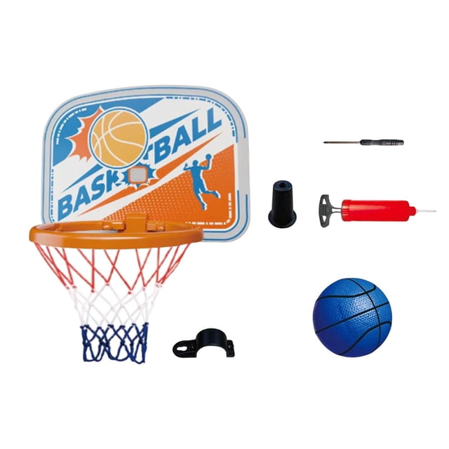 Juego de aro de baloncesto, regalo para el hogar, divertido kit de mini aro de baloncesto para montar en la puerta Blanco