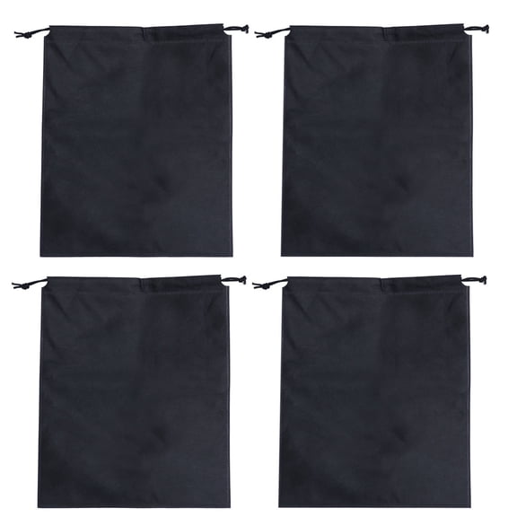 CRILSTYLEO 4Pcs Black Drawstring Bags for Shoes Storage Lightweight Portable Dustproof Pouch