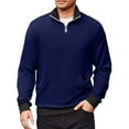 thumbnail image 2 of WTOBBY Men's Quarter Zip Collared Sweatshirt, Casual Long Sleeve Pullover with Pockets, Athletic Workwear Style Comfort,Royal Blue M, 2 of 7