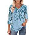 thumbnail image 5 of IchuanyiWomen's 2025 Fashion Tops 3/4 Length Sleeve Business Casual Print Blouses Summer Tees Shirts, 5 of 8