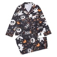 thumbnail image 2 of Halloween Pajamas Women Full Skeleton Printed Long Sleeve Pocket Button Down Lapel Shirts Loose Casual Pants 2 Pc Soft Sleepwear Fall Winter Comfort Women's Loungewear Sets Black M, 2 of 8