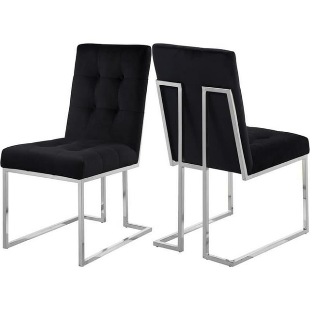 Meridian Furniture Alexis Velvet Dining Chair, Black (Set of 2)