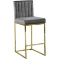 thumbnail image 2 of Home Square 3 Piece 26" Velvet Counter Stool Set with Gold Metal Base in Gray, 2 of 4