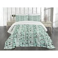 thumbnail image 3 of Ambesonne Modern Quilted Bedspread Set 3 Pcs, Geometrical Circles Dots, Queen Size, Hunter Green Turquoise, 3 of 5