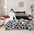 thumbnail image 4 of Homewish Cute Grey Ribbon Bowtie 2pcs Bedding Comforter Set For Female Girls Adults,Leopard Print Twin Comforter Sets,Animal Cheetah Print Breathable Bedding Set,Breathable Home Decor,Reversible, 4 of 8