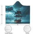 thumbnail image 3 of Cool Pirate Ship Wearable Blanket Hoodies for Women Men Adults Warm Lightweight Vintage Pirate Sailing Ships Hooded Blankets for Couch Bed Decor Halloween 50x60 Inch, 3 of 5