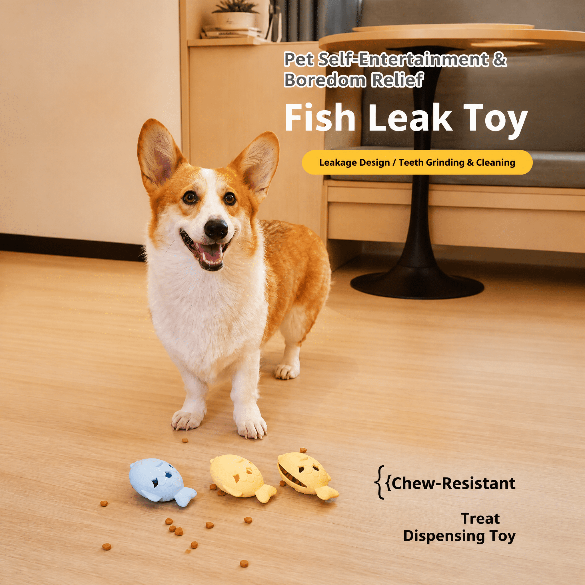 Fish-Shaped Dog Treat Dispenser Toy, Food-Grade Silicone Slow Feeder for Boredom Relief, Self-Entertainment & Pet Interaction, Durable Chew Toy with Treat Leakage Design, Teeth Cleaning Surface
