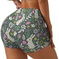 thumbnail image 2 of Naloa Retro Bunny Floral Biker Shorts for Women Seamless Scrunch Short Women’s Yoga Shorts for Gym Running Sport Shorts - X-Large, 2 of 9