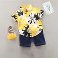 thumbnail image 3 of LYMAYTER 2PCS Kids Baby Boys Printe Outfit Toddler Casual Short Sleeve V-Neck Shirt and Shorts Set for 1-5 Years, 3 of 9