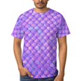thumbnail image 4 of LAOLIUSN Men’s All Over Print Scale Pattern T-Shirt, Mermaid Dragon Scales Graphic Tee, Short Sleeve Crewneck,Sizes S-4XL, 4 of 7