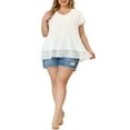 thumbnail image 2 of Agnes Orinda Women's Plus Size Chiffon Top Ruffle Short Sleeves V Neck Double Layered Hem Casual Blouses 1X White, 2 of 8