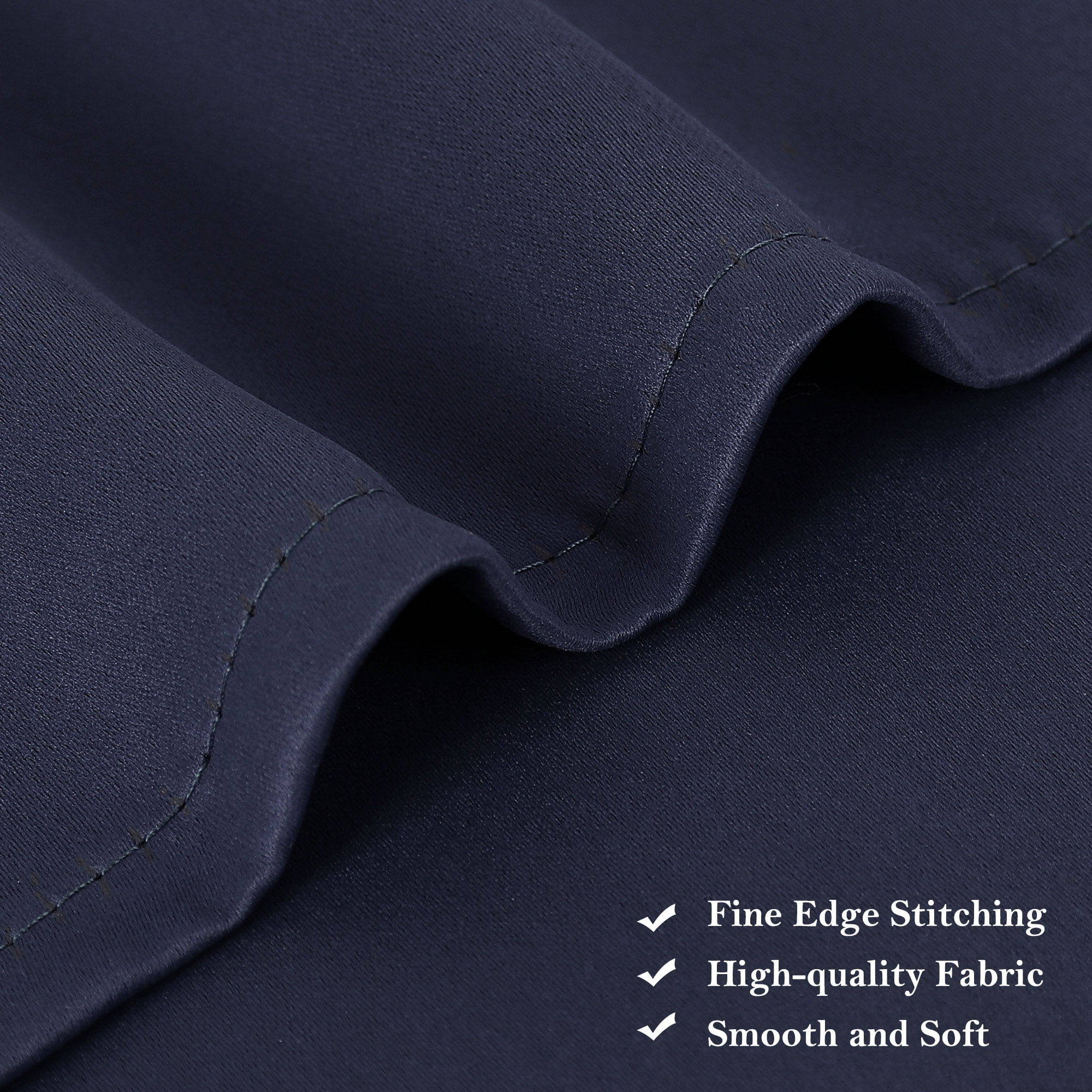 Unique Bargains Blackout Window Curtains Kitchen Panels Set of 2 Navy Blue 42" x 36"