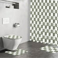 thumbnail image 2 of Net Sage Green Grid Plaid Minimalist Shower Curtain Set 4PCs with Non-Slip Rugs,Toilet Lid Cover and Bath Mat,Bathroom Decoration 71x71 Inch with Hooks, 2 of 6