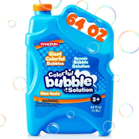 SYNCFUN 64 oz Bubble Solution Refill, Ready to Use Premixed Liquid for Bubble Machines and Blasters, Easter Basket Stuffers and Spring Events