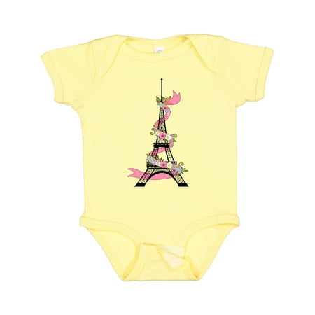 

Inktastic Eiffel Tower in Paris with Flowers and Pink Banner Boys or Girls Baby Bodysuit