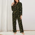 thumbnail image 2 of Salouo Bamboo Pattern Women's Pajamas Set Long Sleeve Button Down Sleepwear Soft Pj Lounge Sets for women 2 Piece Pjs Set with Long Pants-Small, 2 of 7