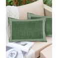 thumbnail image 2 of Outdoor Waterproof Throw Pillow Covers Set of 2 Dark Green Linen Key Design Pillowcases Lumbar Outdoor Pillows Cushion Case 20x12 Inch Geometric Back Print Patio Pillows for Couch Sofa Bed, 2 of 9