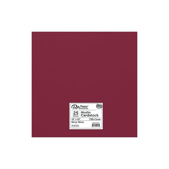 Paper Accents Cardstock 12"x 12" Muslin 73lb Berry Wine 25pc