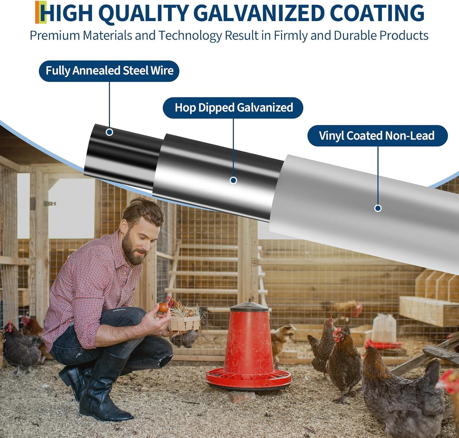 EastVita 48in x 50ft 1/2 Inch 19 Gauge Post Welding Galvanized Hardware Cloth Chicken Wire Roll for Coop Poultry Garden Protection (Black)