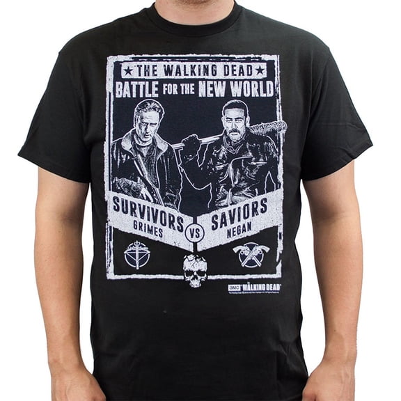 The Walking Dead Mens T-Shirt  - Negan Rick Battle For the New World (Small)