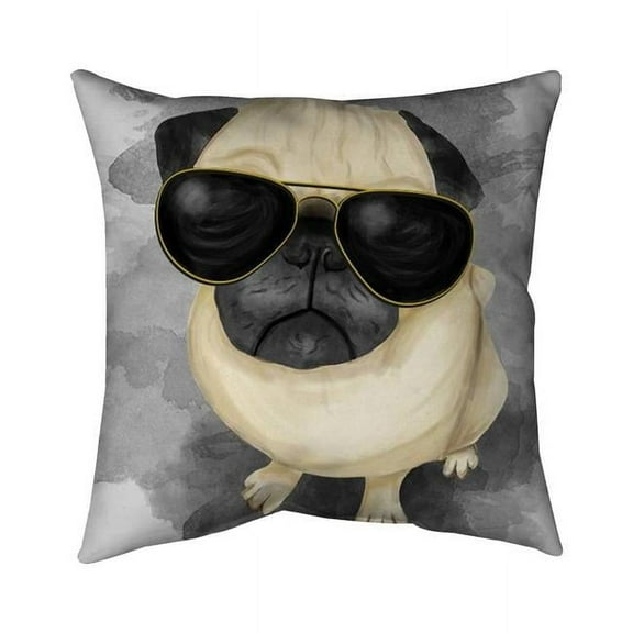Begin Home Decor 5542-2020-AN94 20 x 20 in. Pug with Style-Double Sided Print Outdoor Pillow Cover