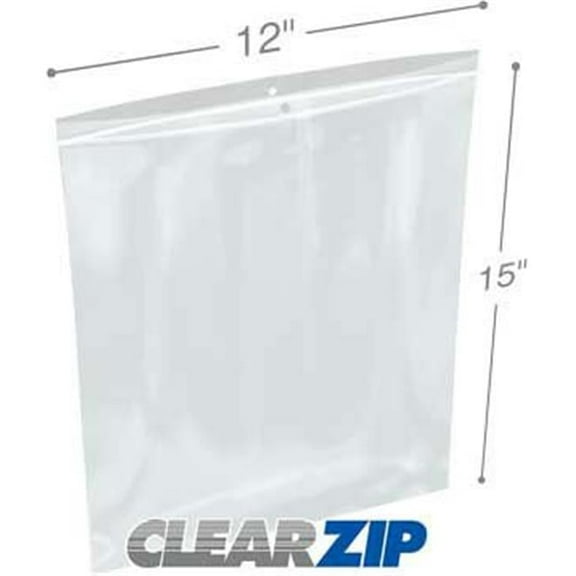 International Plastics CZH41215 12 x 15 in. ClearZip with Hanghole Bags, 0.004 Gauge - Case of 500