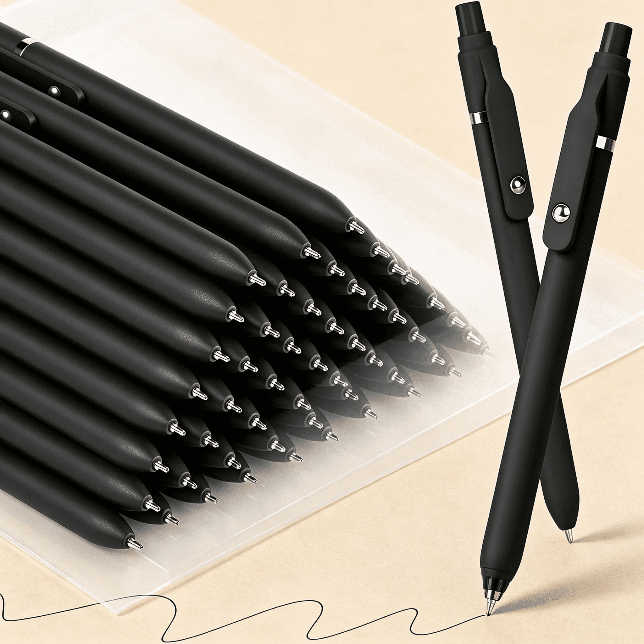 CCOCC 40 Pack Ballpoint Pens,Black Ink Pens for Smooth Writing,Quick Dry Ballpoint Pens,Medium Point 1.0Mm,Fidget Pens for Journaling,Office Supplies,Note Taking