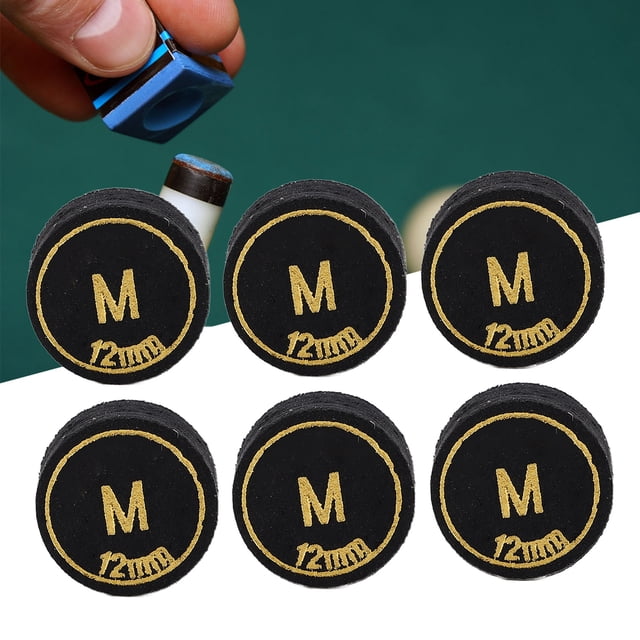Pool Cue Tips, 6pcs 12mm PU Pool Billiard Cue Tips Pool Stick Tips Pool Cue Tip Lightweight and Portable for Billiards Games, Homes