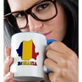 thumbnail image 2 of 3dRose, The flag of Romania in the outline map and name of the country, Romania., 11oz Two-Tone Blue Mug, 2 of 7