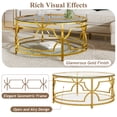 thumbnail image 6 of 30.7" Luxury Gold Round Glass Coffee Table,2-Tier Modern Center Table with Stainless Steel Leg Tempered Glass Tabletop,Elegant Accent Furniture for Living Room Apartment,Gold, 6 of 8