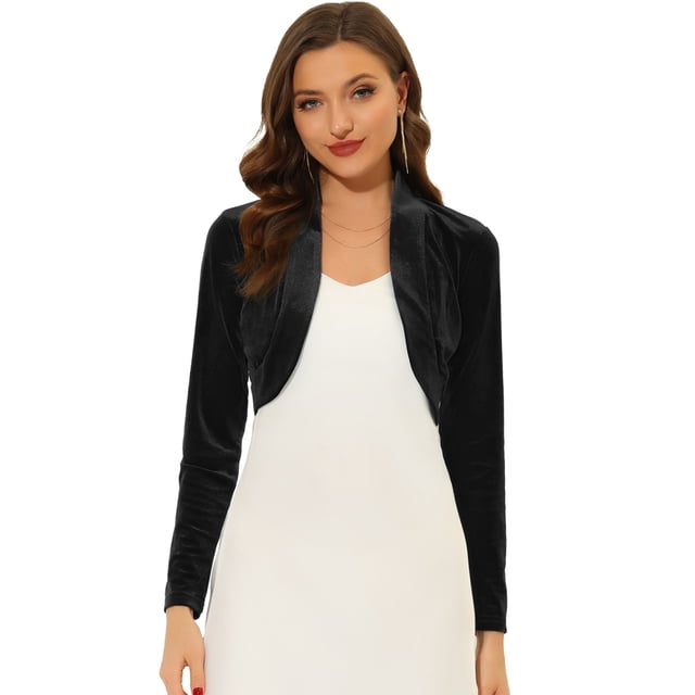 Cárdigan Allegra K Bolero Terciopelo Negro L para Mujer