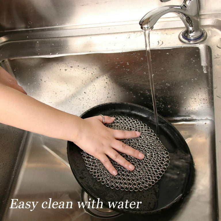 LNKOO Cast Iron Cleaner Steel Scrubber - 6x6Cookware Cleaner For