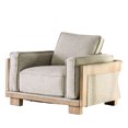 thumbnail image 2 of JERFIT Modern Track Arm Accent Chair with Reversible Pillow, Light Brown and Natural Ash Wood Frame, 2 of 7