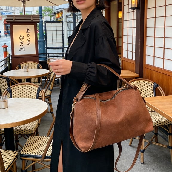 Large Capacity Tote Bag for Women, Shoulder Bag Crossbody Purse with Zipper, Work Travel Handbag for Office and Daily Use