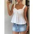 thumbnail image 4 of otnbgsr Women's Eyelet Embroidered Tank Top Y2K Tie Front Ruched Sleeveless Peplum Cami Going Out Fashion Top, 4 of 6