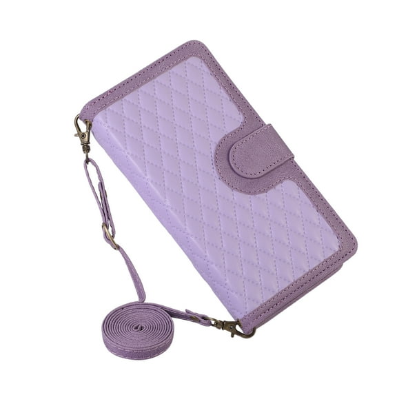 TECH CIRCLE Wallet Case for Samsung Galaxy S22 Ultra with Shoulder Strap+Wristlet+9 Card Slots, Magnetic Flip Stand Zipper Purse Lanyard Hand Strap Crossbody Phone Case for Galaxy S22 Ultra, Lavender