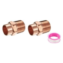 Uxcell 12.7mm ID x 1/2" x 3/8"NPT Male Adapter Fitting, 2Pcs with C x M Connection Copper Pipe Adapter Fittings Threaded Tubing Connectors for HVAC Residential Commercial