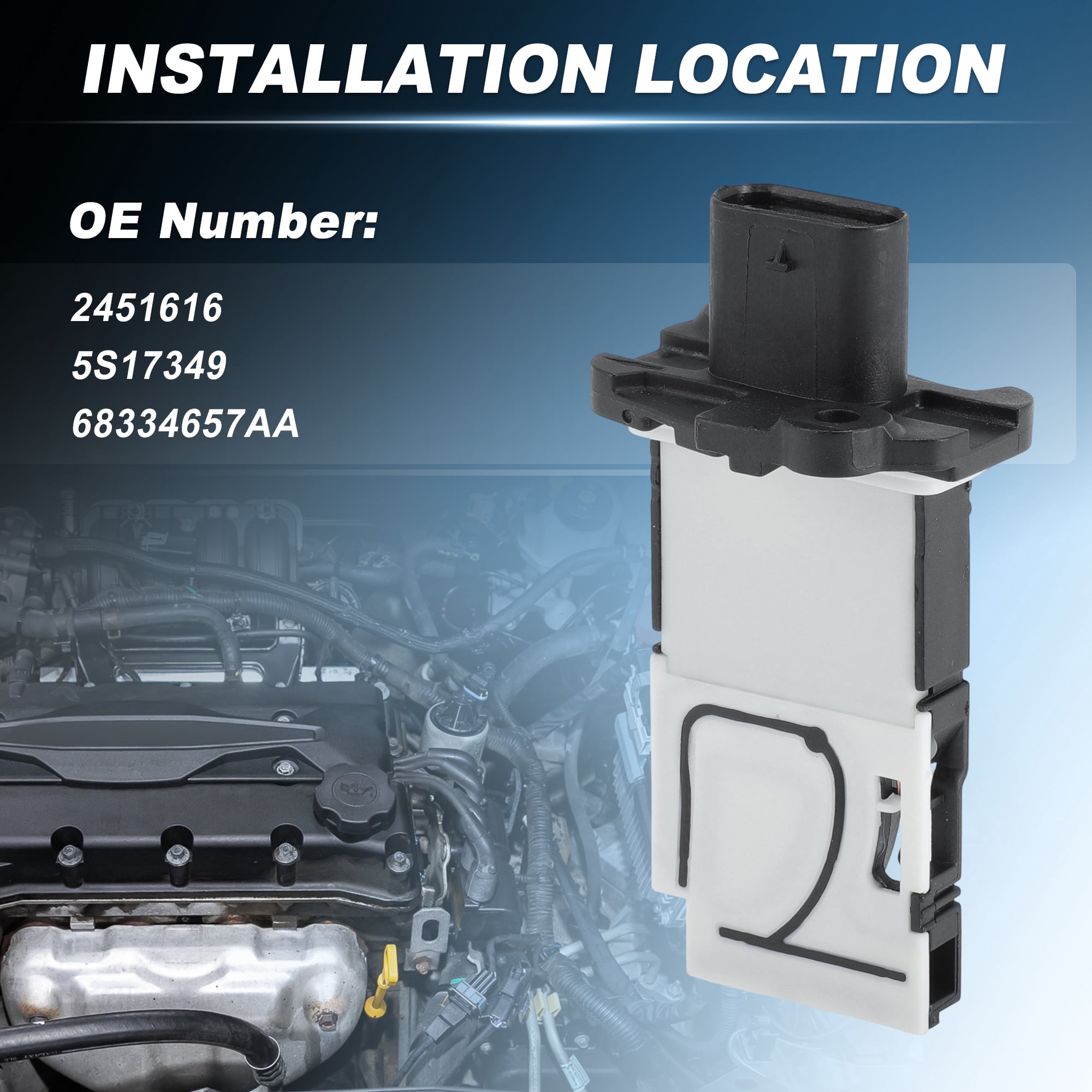 MAF Mass Air Flow Sensor Meter for Ram 2500 3500 4500 5500 L6 6.7L 2019 2020 2021 2022 2023 Replacement 2451616/5S17349/68334657AA