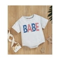 thumbnail image 3 of Faithtur Bébé Casual Manches Courtes Romper Mode Lettre Impression Col Rond Triangle Combinaisons, 3 of 9