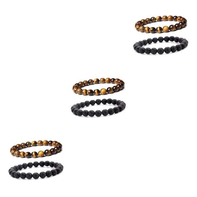 Minnieouse 2 Pieces Stone Bead Bracelets Jewelry Hand Fashion Adorn Gift Solid Decoration Birthday Gifts Accessory Color Wrist Decor Type1 NO1