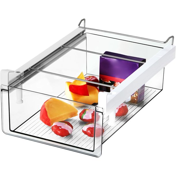 Organizador de Cajones de Refrigerador Mejorado - Contenedores Extraíbles para Refrigerador con Asa, Extensibles y de Almacenamiento Profundo