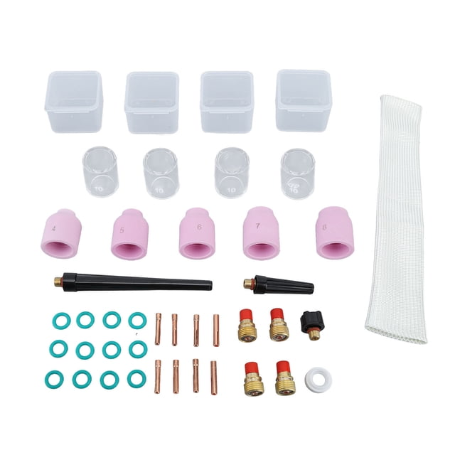 Kit de 38 lentes de gas TIG, copa de vidrio, copa trasera, junta tórica, consumibles para antorcha de corte de plasma WP9 20 25Tig