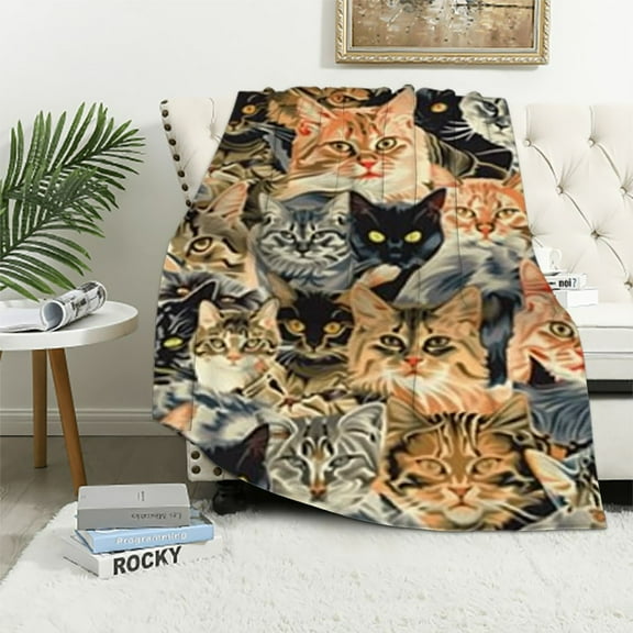 BCIIG Cat Soft Warm Throw Blanket Lightweight Flannel Fleece Bed Blanket Gift for Girls Boys Men Women Chair Couch  40x50in