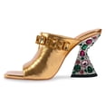 thumbnail image 2 of YDN Women Elegant Studded Square Open Toe Backless Mules Rhinestone Chunky High Heel Sandals Slip On Indoor Outdoor Shoes Size 13 Gold, 2 of 4